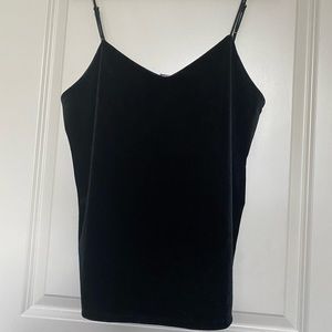 a new day Women’s Black Velvet Tank | Adjustable Spaghetti Straps | Size Medium